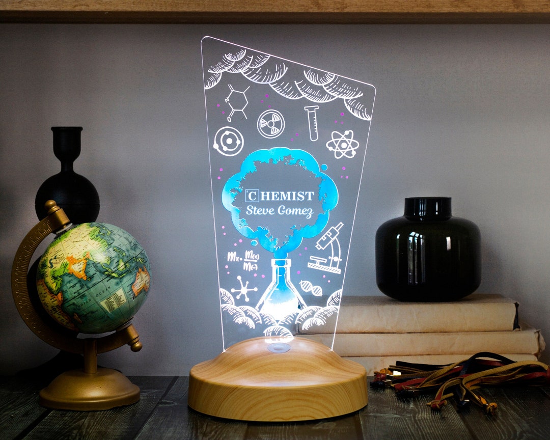 Lampe LED 3D, cadeau ingénieur chimiste, cadeau chimiste bio, cadeaux