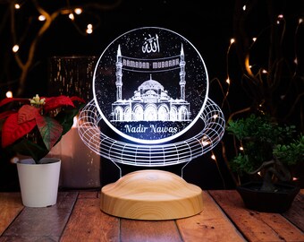 Lampada 3D Coranica Personalizzata, Decorazione Ramadan, Made In France, Formato A5/A4