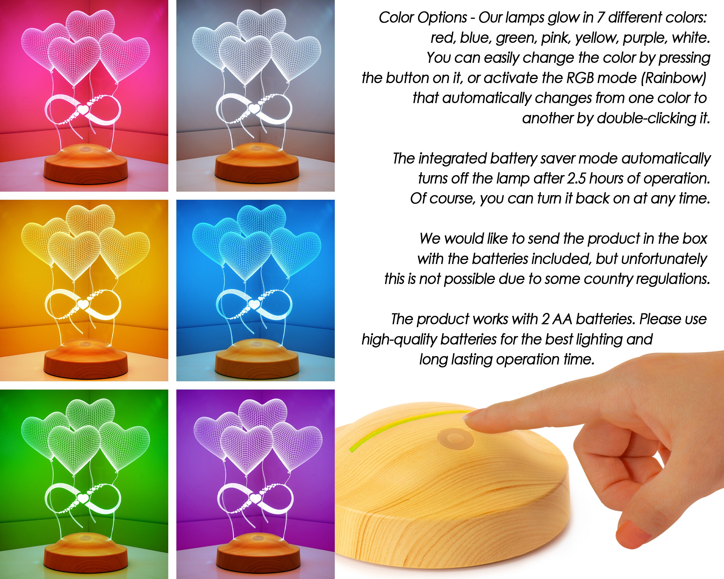Personalized 3D Illusion LED Lamp, Anniversary Gift for Him or Her, Infinity Symbol Custom Night Light,Romantic Home Decor,Lamp for Bedroom
