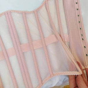 Pink underbust corset for waist training, corset with tight lacing, individual corset