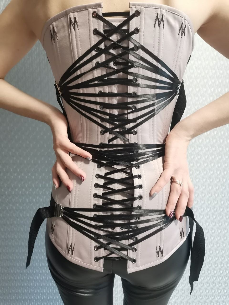 Satin Overbust Corset, Fan Lacing, Embroidered Renaissance Style Etsy