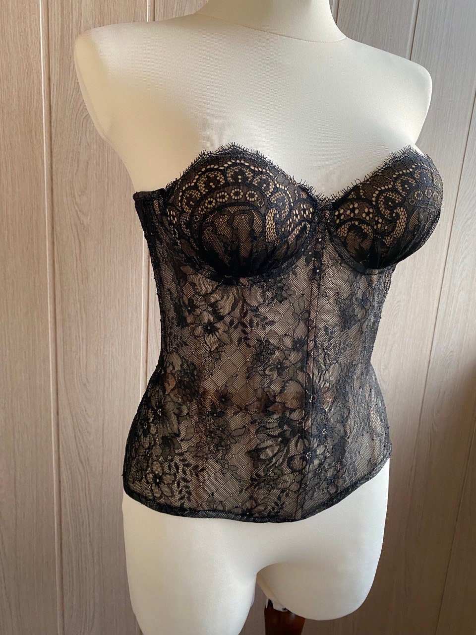 Zwarte Glitter Mesh Korset Bodysuit