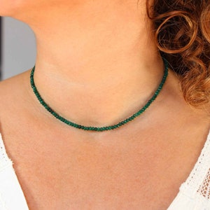 Jade Necklace, Green Beaded Choker, Gemstone Jewelry, Dainty Minimalist Necklace, Atelier PIONE
