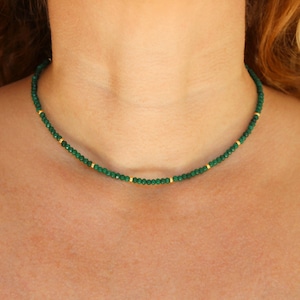Dainty Green Jade Choker Necklace, Beaded Gemstone Jewelry, Cute Necklaces for Women, Trendy Gifts for Her