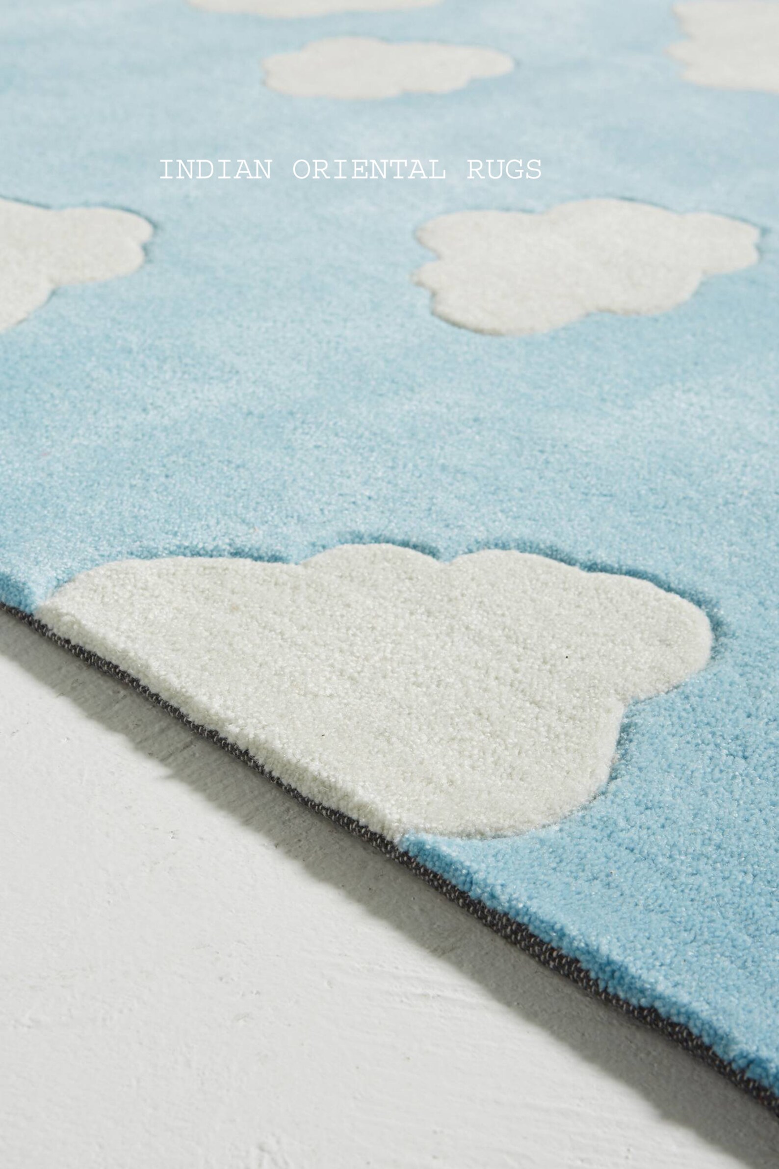 Sky Blue and White Cloud Rug Kids Room Rug Nursery Rug Play Etsy