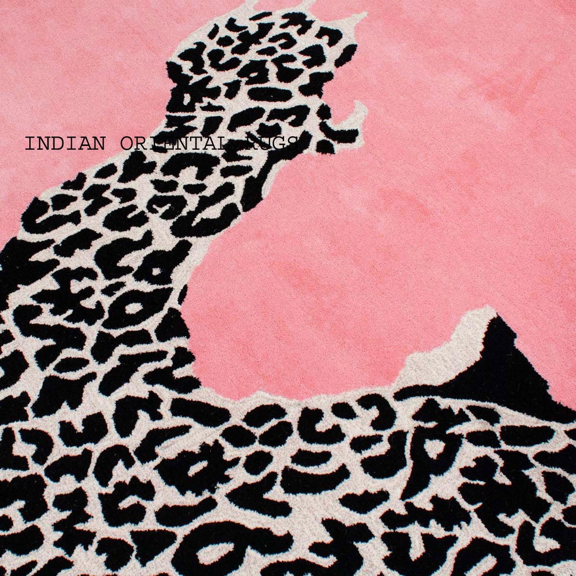 Modern Look Pink Leopard Rug 100 Woolen Hand Tufted Area Rug Etsy