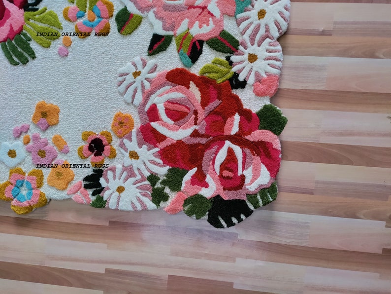 Hand Tufted Blossom Tufted Floral Rug Hand Tuft Bright Multi Etsy