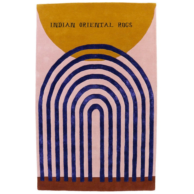 Designer Hand Tufted Pink Gold Area Rug 100 Woolen Rug Etsy