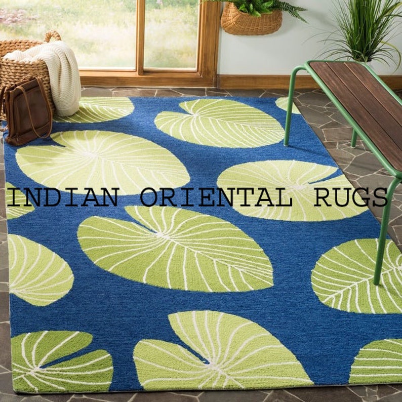 Lily Leaf Rug Navy Rug 100 Woolen Hand Tufted Area Rug Kids Etsy