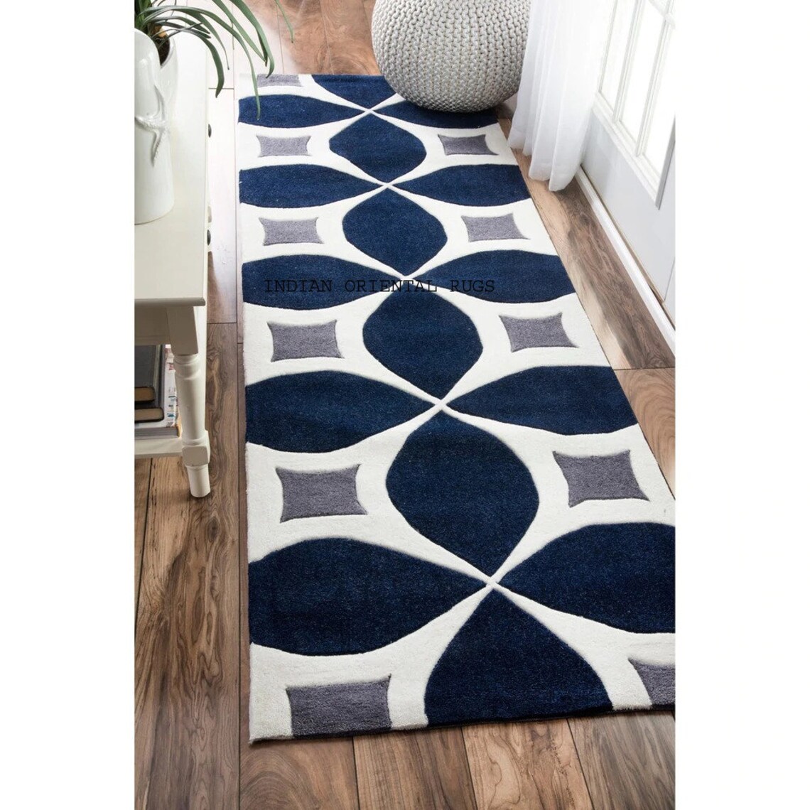 Nueva alfombra geométrica azul marino 100 alfombra con Etsy España