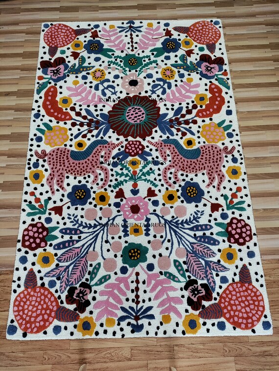 Tufted Eden Rug Hand Tuft Loop Cut Multi Colored Large Area Etsy