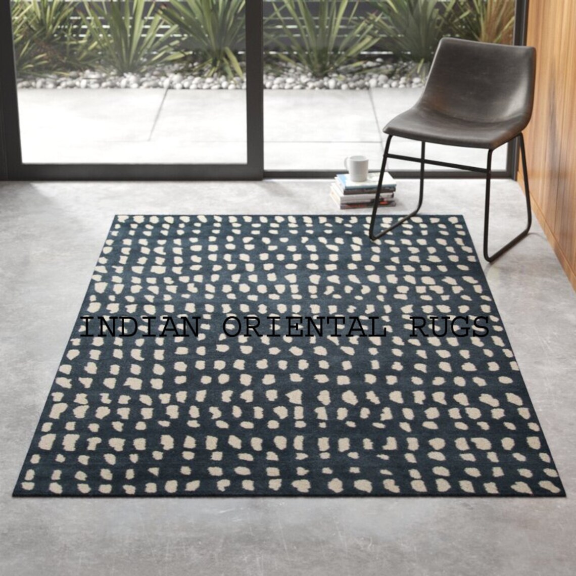 White Spot Rug With Black Base 100 Woolen Area Rug for Hall Etsy