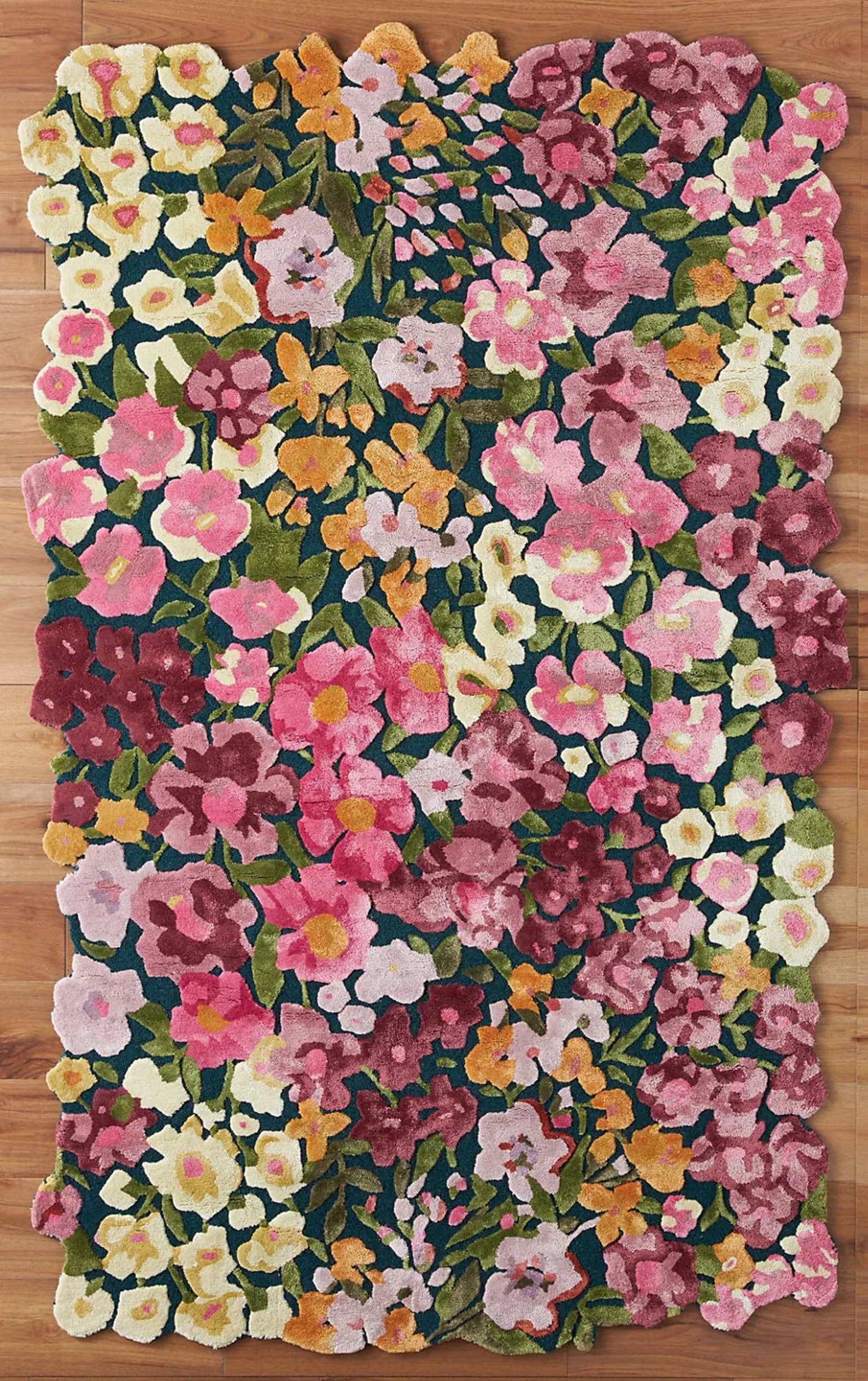 New Authentic Floral Design Hand Tufted Jardin Rug Navy Pink Etsy