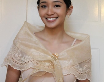 Organza de soie élégant Filipiniana Alampay - Fait main