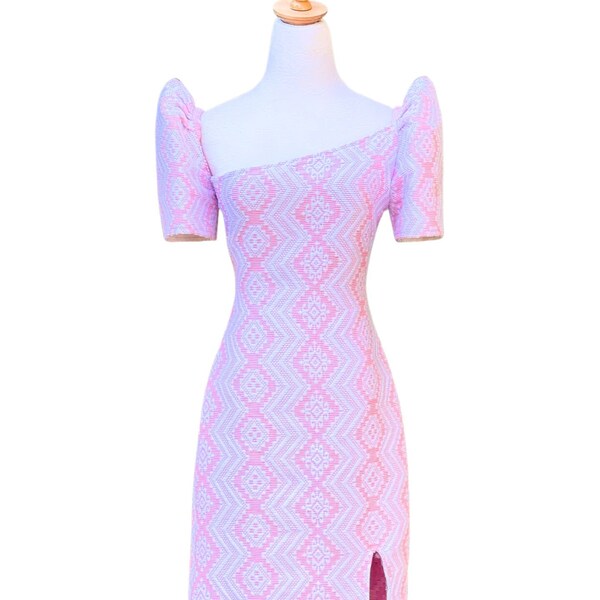 Women's Ilocos Pinilian Handwoven Venus Cut  Filipiniana Mini Dress - HW57