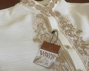 Premium Modern Jusilyn Barong Tagalog Embroidered Ivory with Lining - Jose - JS122