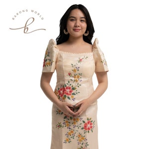 Women's Organza Floral Hand-painted Filipiniana Baro't Saya  - Elle - ML966