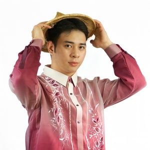 Piña Organza Rot Kulturelle Barong Tagalog - Fernando - LST3