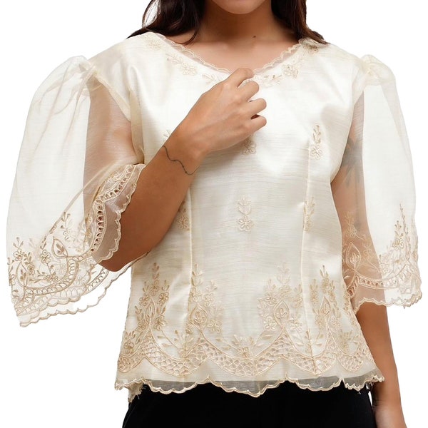 Organza Traditional Filipiniana Top - Mercedes - MR149