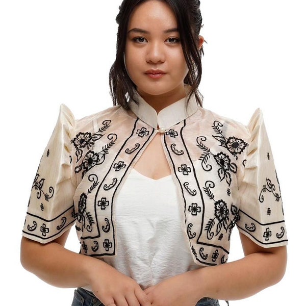 Organza Premium Embroidered  Modern Filipiniana Bolero - LJM003