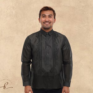 Jusi Black Elegant Barong Tagalog - Paul - JV788