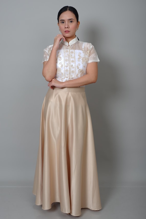 Organza Premium Embroidered Modern Filipiniana Bolero Set