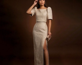 Handwoven Ilocos Pinilian Modern Filipiniana Dress - HW40