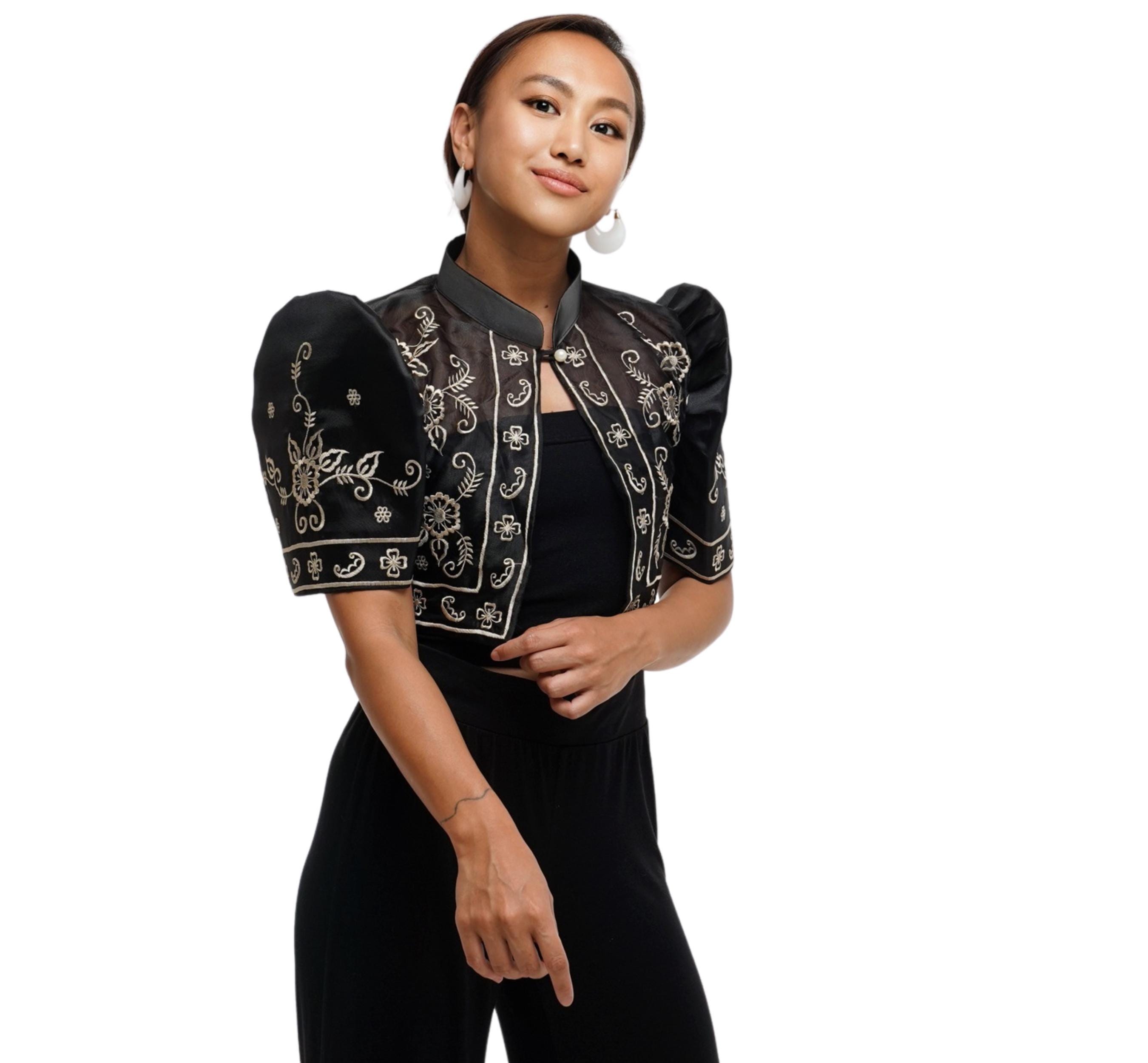 Cross Puff Sleeve Bolero by Putumayo