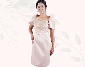 Duchess Satin Filipiniana Dress - Mia - JN37