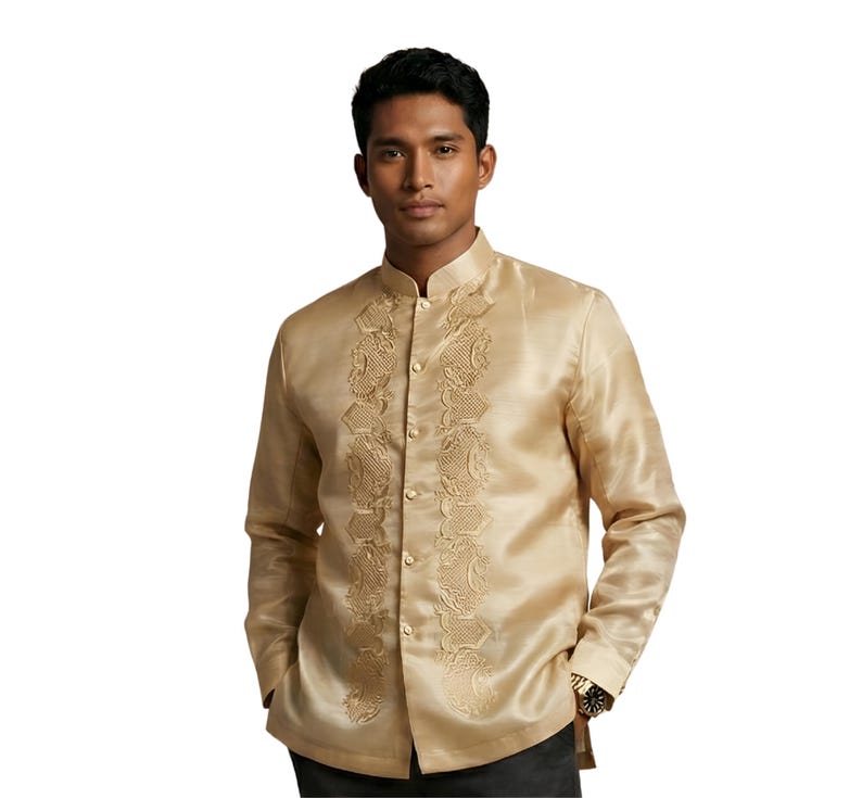 Golden Barong Tagalog Coat 3 Layer Satin - JS7 - Etsy