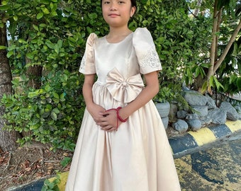 Premium Girls Filipiniana Duchess Dress - Marie - JB315