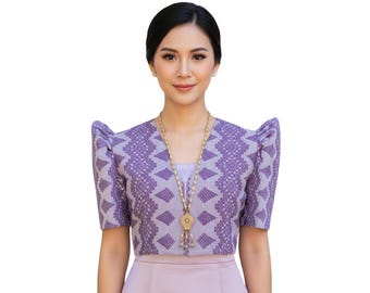 Ilocos Pinilian Handmade Filipiniana Bolero Purple - HW034