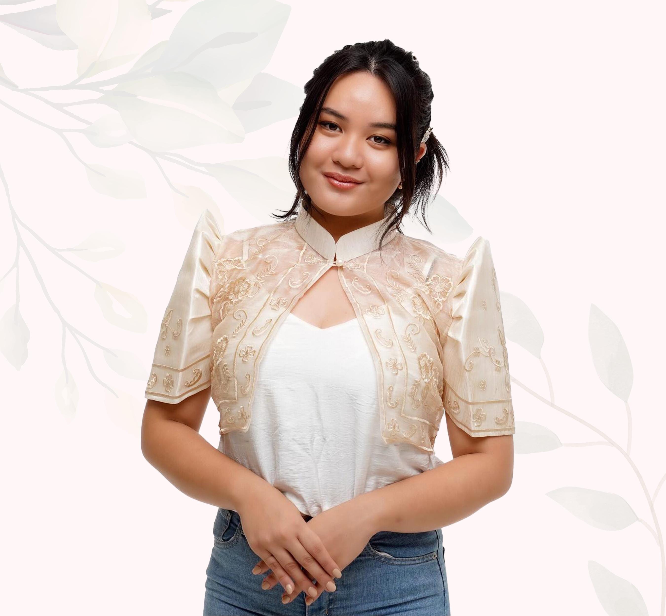 Cross Puff Sleeve Bolero by Putumayo