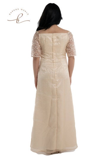 Full Lace Top Beige Modern Filipiniana Dress Claudia MR6 Etsy Canada