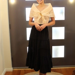 Beige Organza Elegant Filipiniana Alampay