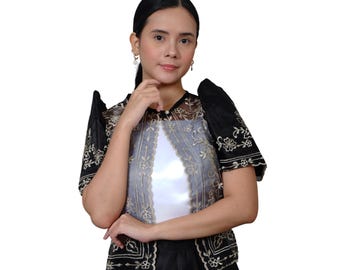 Organza Black Modern Filipiniana Bolero - MRA07