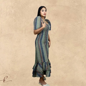 Modern Ethnic Filipiniana Midi Dress  - Althea - JB102