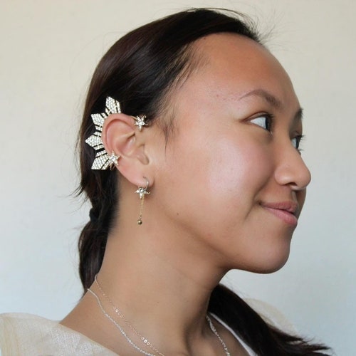 Boucles d'oreilles soleil 3 étoiles et soleil inspirées de Catriona Ms Universe | Accessoire philippin