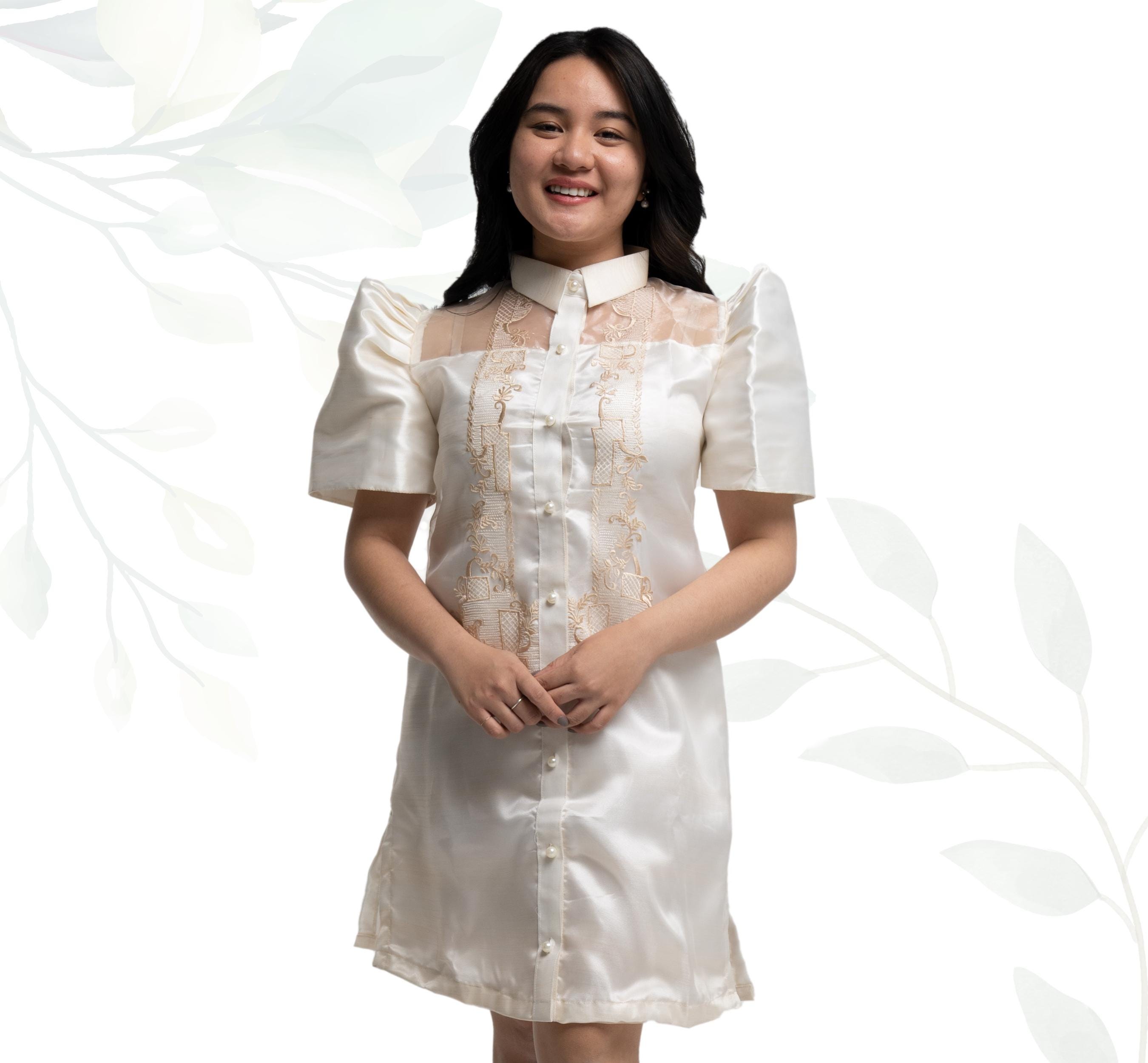 Classic Organza Beige Filipiniana Barong Dress - Maria - JV21 - Etsy