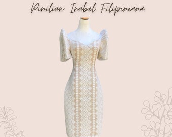 Premium Ilocos Pinilian Handmade Modern Filipiniana Dress - HW143