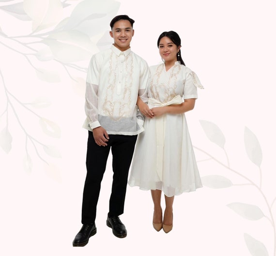 Matching Jusi Barong Tagalog & Dress Set: Filipino Wedding Attire - Etsy