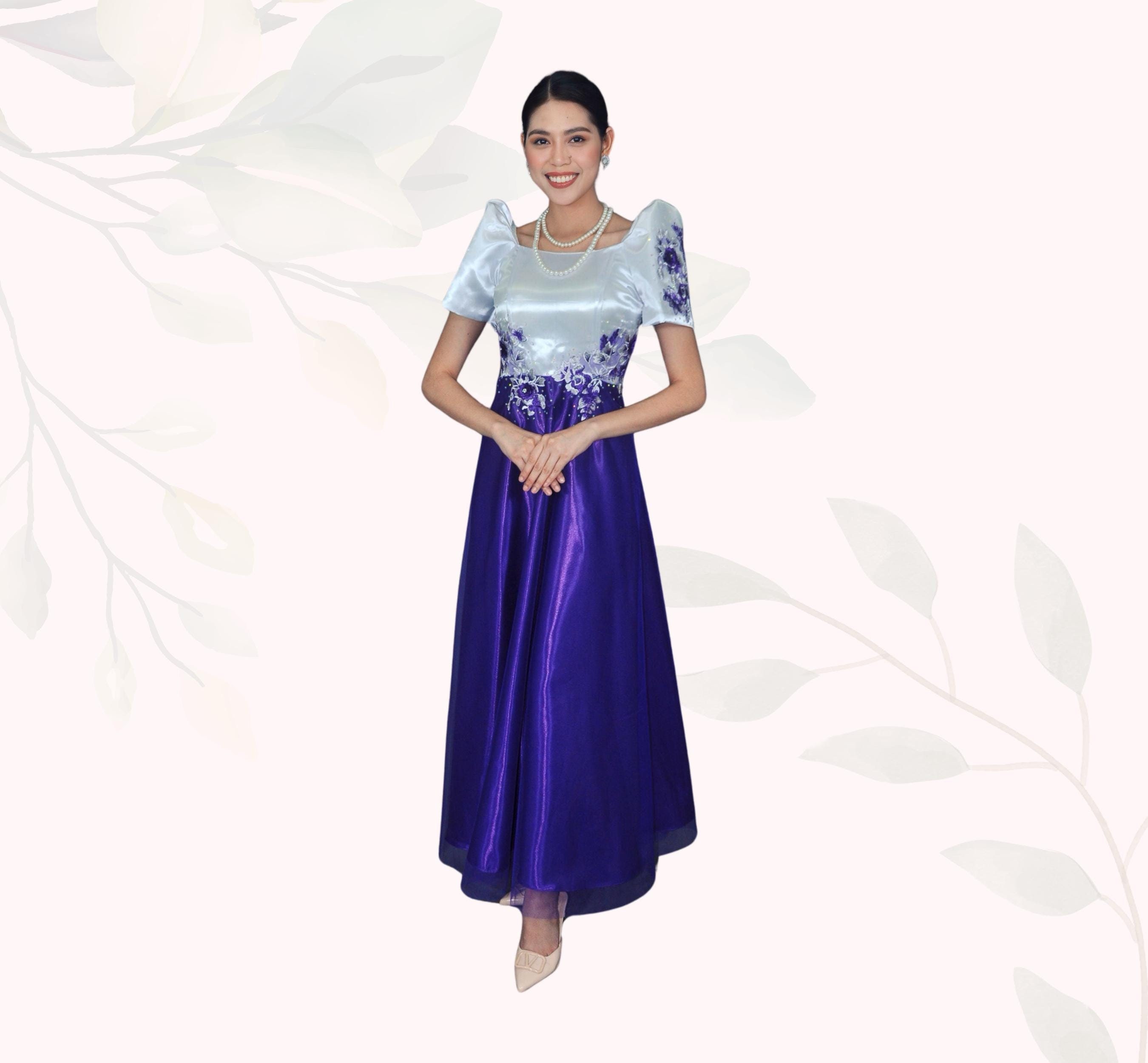 sachin and babi light blue dress Filipiniana  VESTIDO