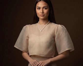 Kimono filipino con mangas abullonadas modernas - JS306