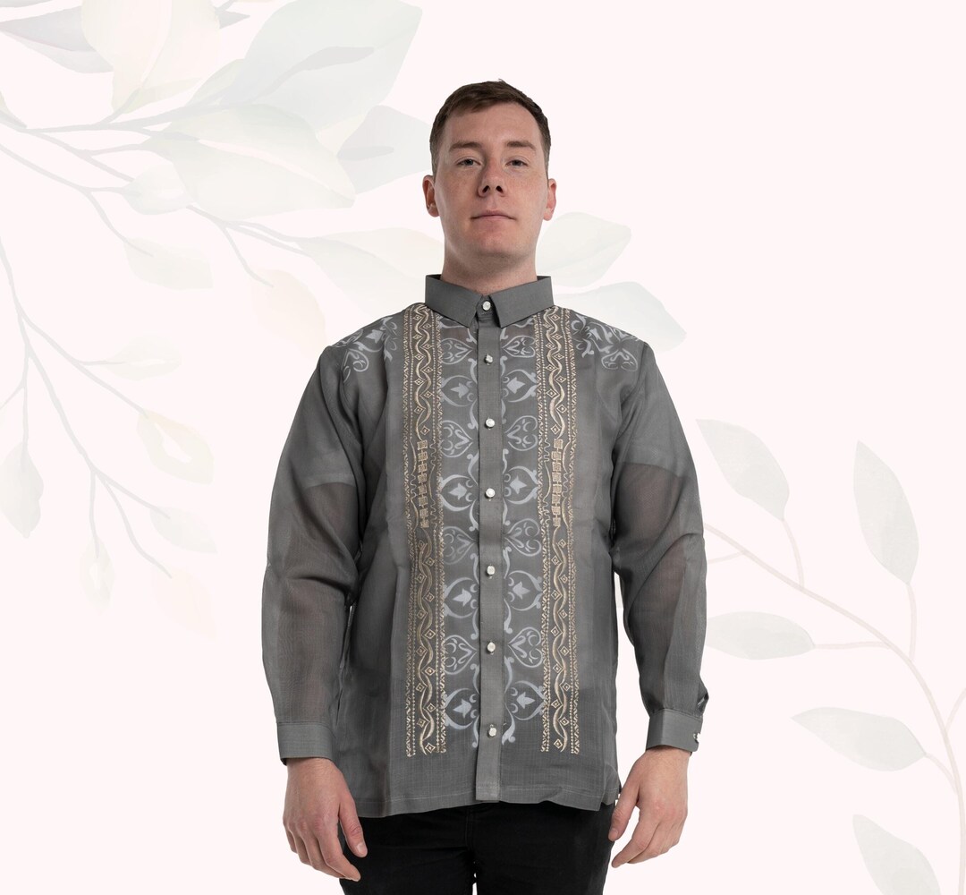 Grey Tagalog Cocoon Gray Classic Barong Tagalog - Marvin - JV511 - Etsy