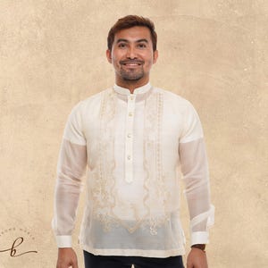 Embroidered Silk Cocoon Barong Tagalog: Men&#39;s Formal Filipino Attire