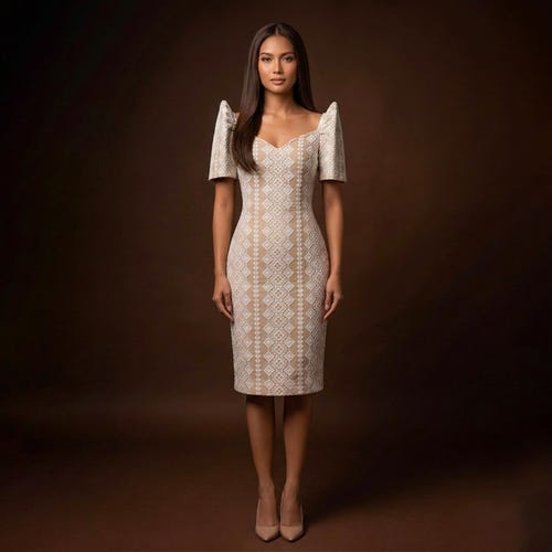 chinese dress ladies Love' Mini Filipiniana Dress (Snow White)  Mestiza Filipina