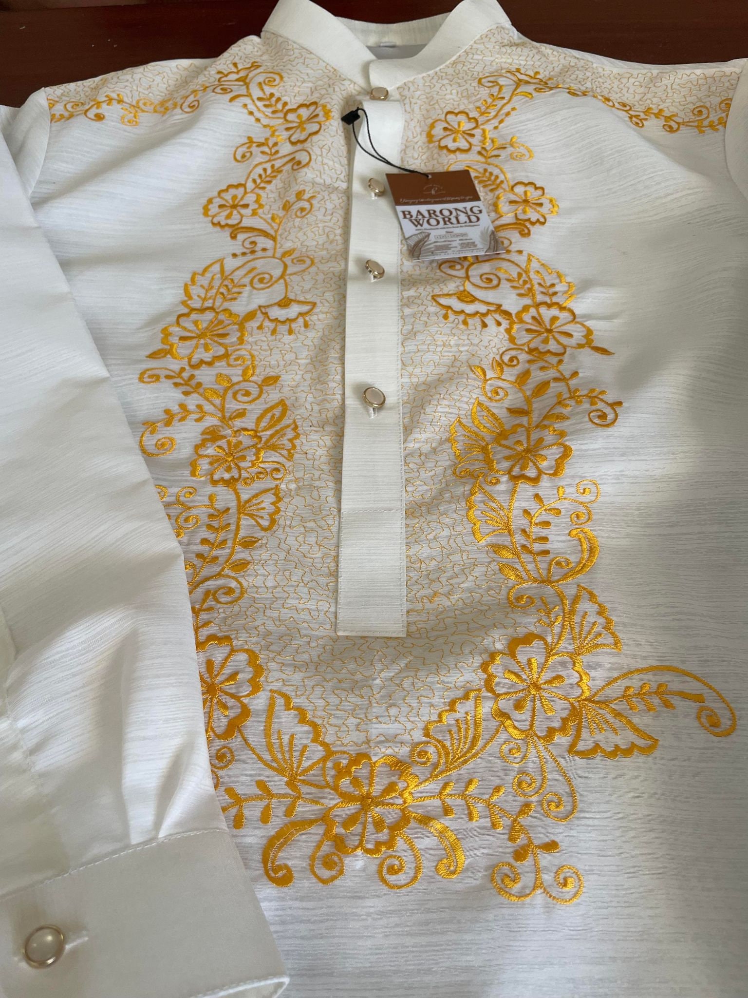 け*お様 BARONG FAMILY MA-1 ※サイン入り White Modern Mens Barong Tagalog Premium Embroidery - Raffy