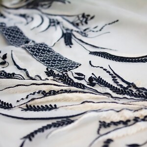 White Barong Tagalog with Black Embroidery
