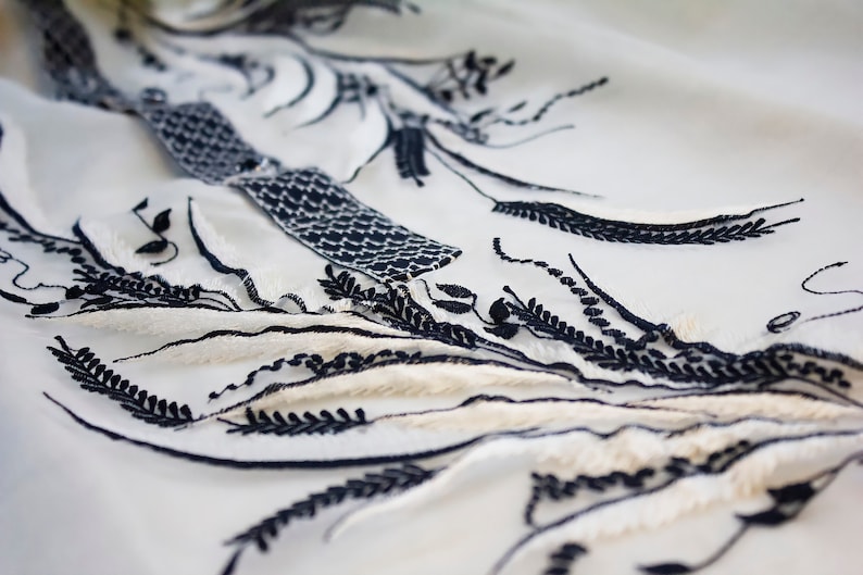 White Barong Tagalog with Black Embroidery