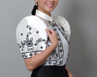 WITH A WHITE,6号,ボレロ Organza Premium Embroidered Filipiniana Bolero Set - JB603